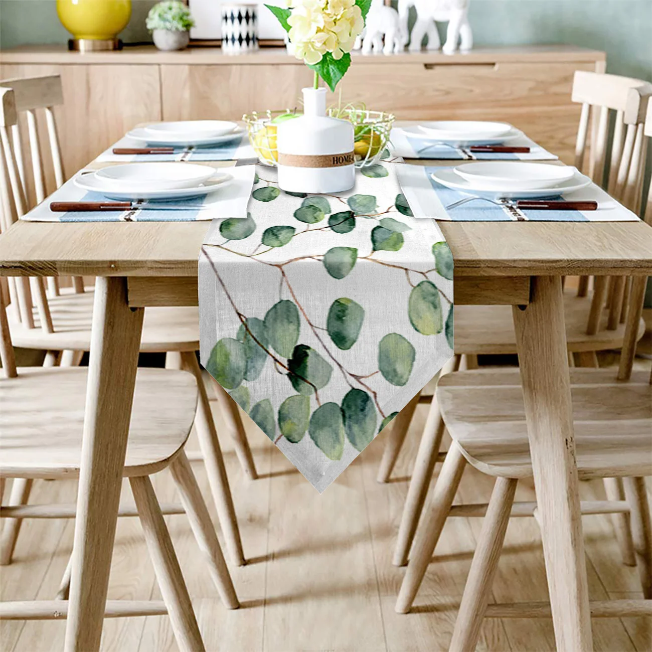 Акварель лоза зеленый свежий современный Настольный бегун для свадебной