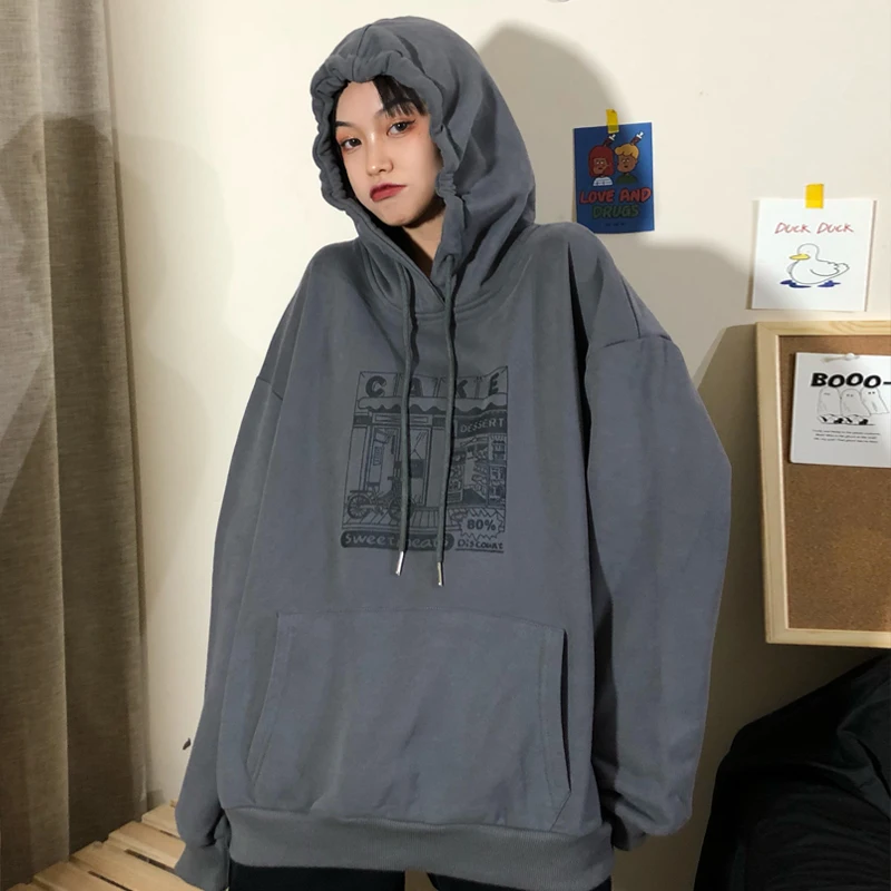 Винтажный Свитшот оверсайз лидер продаж женский свободный корейский модный