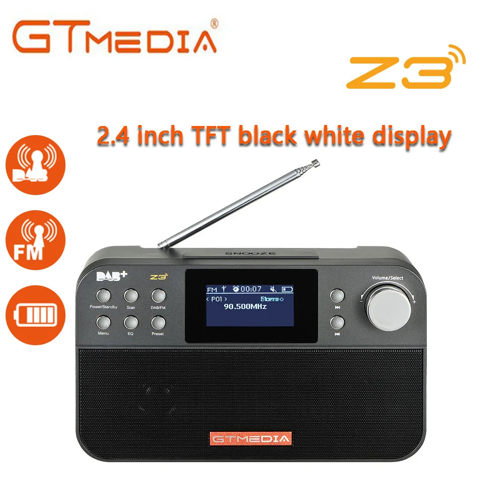 z3 GTMEDIA Z3B Z3 DAB+ приемник Портативный цифровой DAB FM стерео радио приемное устройство с 2,4 дюймов TFT Дисплей Bluetooth часы-будильник - Цвет: z3