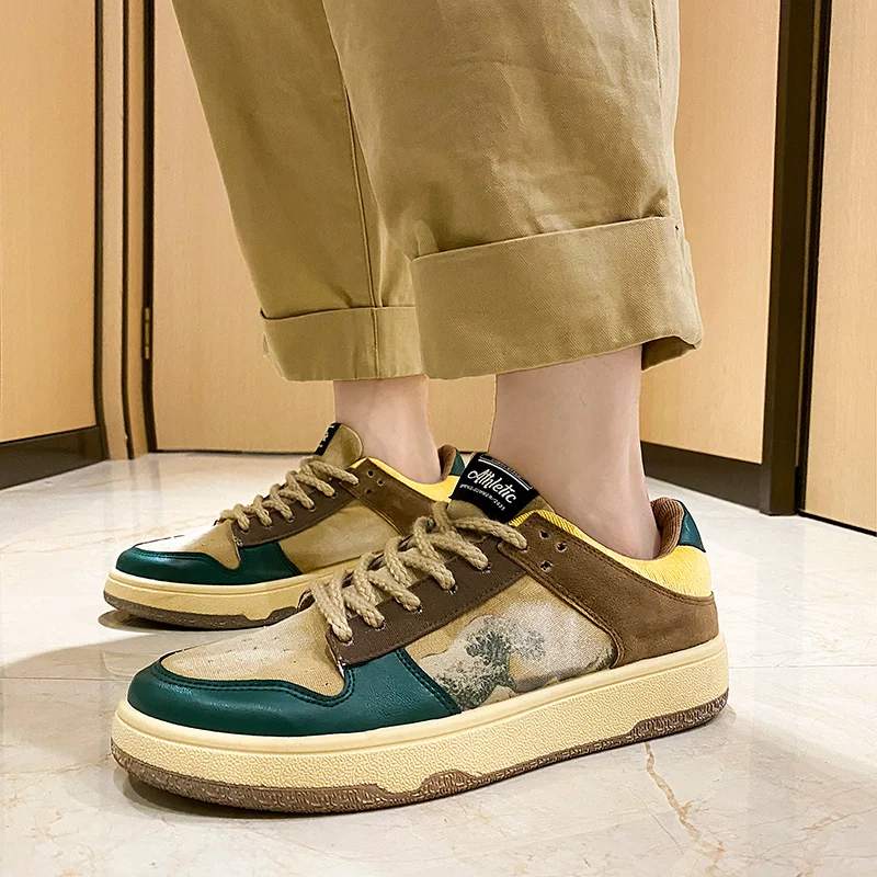 2022 Fashion Printing Skate Shoes Men Platform Skateboard Shoes Man High Top Male Sneakers Designer Men's Sneakers Basket Homme