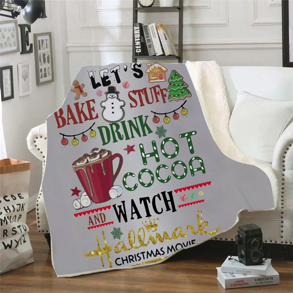 Пледы одеяло 3D печатных Рождество бархат Плюшевые шерпа Флисовое для дивана