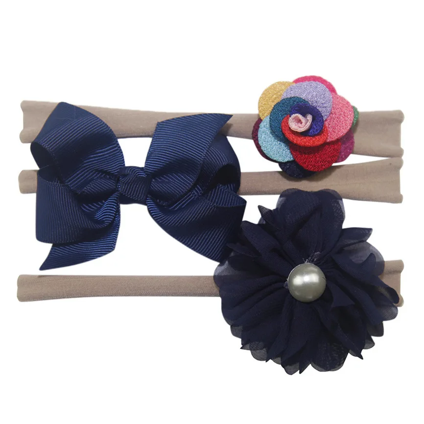 Детская повязка для волос цветок 3 шт. детская эластичная Цветочная девочек