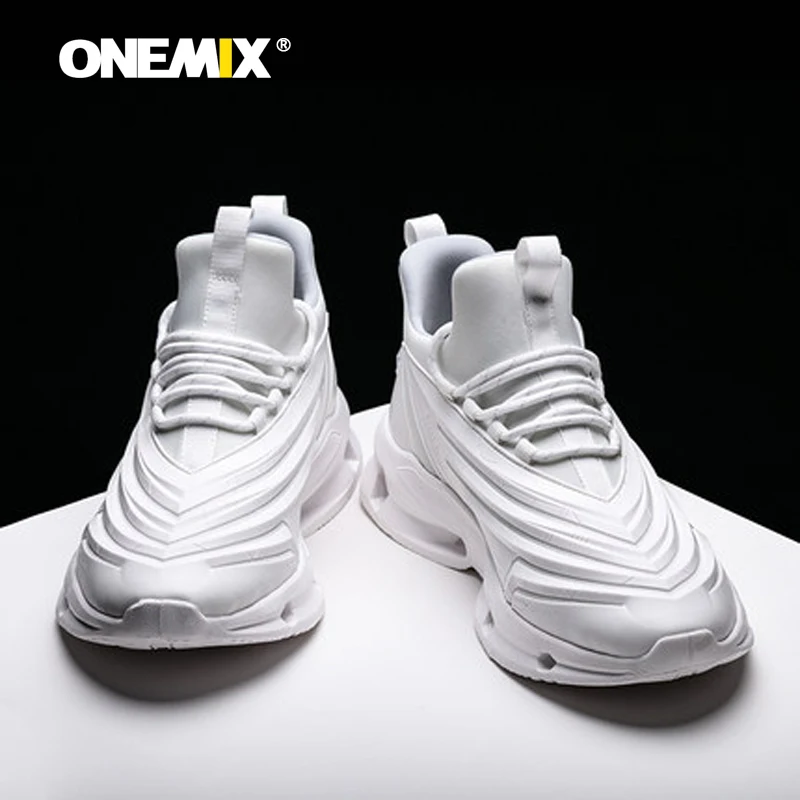 

ONEMIX Men Running Shoes White Sports Shoes Shock Absorption Cushion Athletic Sneakers Casual Outdoor Shoes jogging shoes