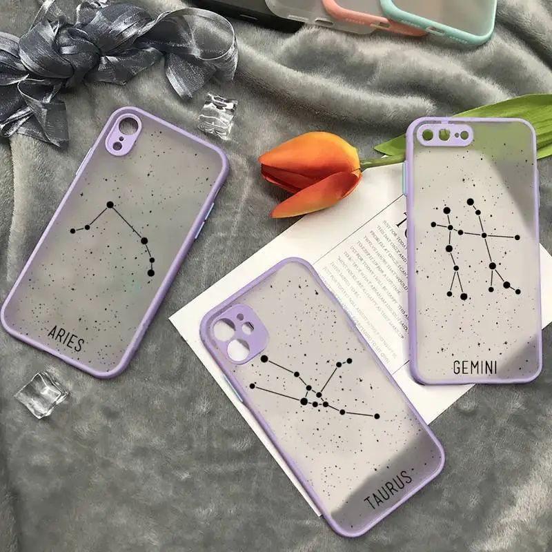 

Twelve Constellations Phone Case matte transparent For iphone 7 8 11 12 plus mini x xs xr pro max cover