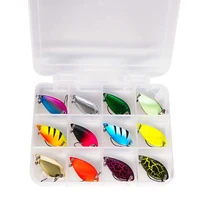 12pcsset metal sequins fishing lure with box 2 5g3 5g5g spoon baits colorful winter ice sinking single hook artificial baits