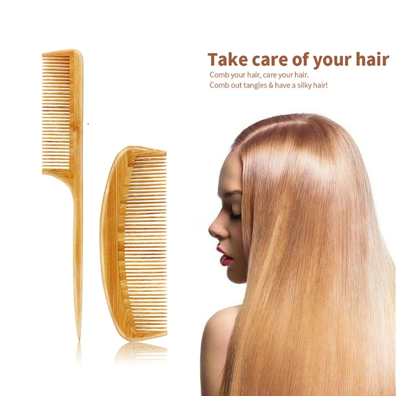 

4Pcs/Set BambooHandle Boar Bristles Anti Static Hair Brush Massage Scalp Comb Straightening Care Tools for Men Women M15