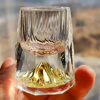 1pcs crystal glass gold foil shot glasses for vodka glass home high end wine set double glass wine cup for home bar liquor cups