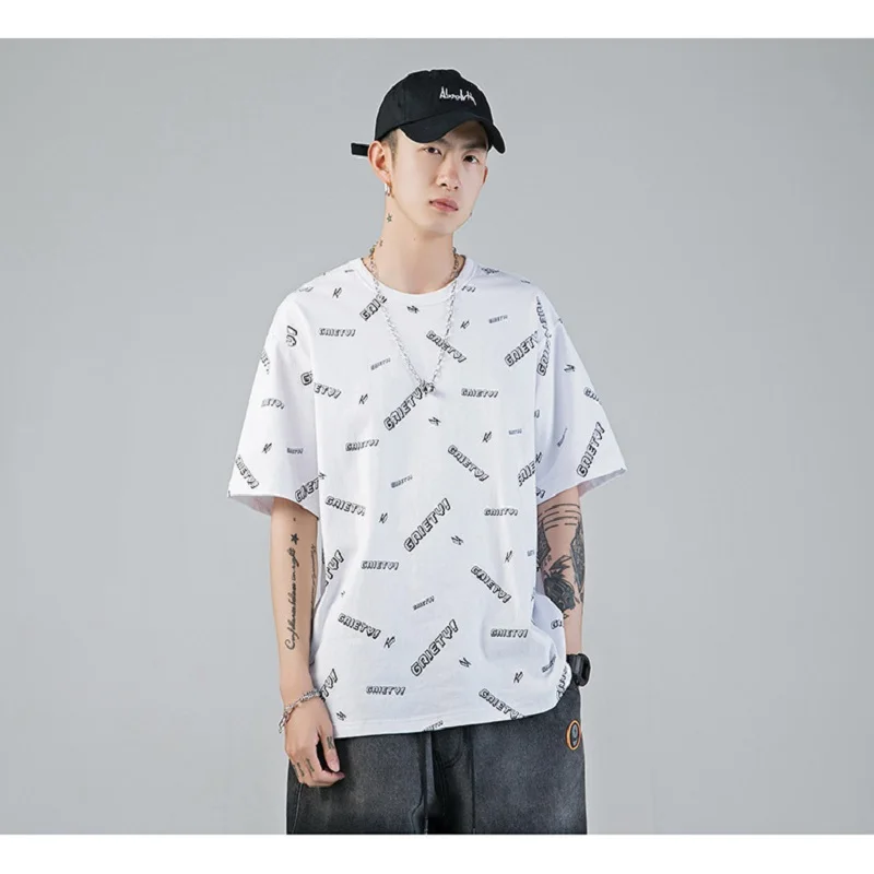 

Men's printed short-sleeved T-shirt pure cotton T-shirt men 2021 new