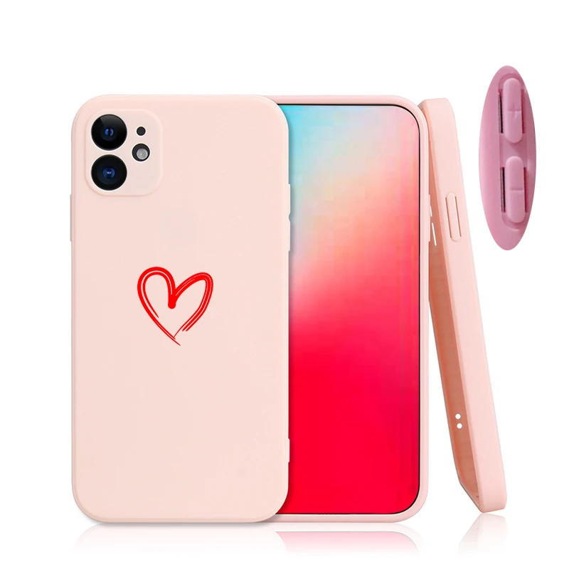 love heart tpu phone case for iphone 11 12 pro max x xr xs max 7 8 plus se 2020 candy color original liquid soft silicone cover free global shipping