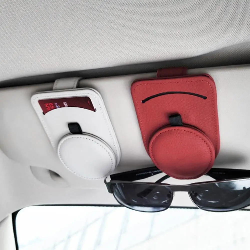 

Car Glasses Holder Universal Car Visor Holder Leather Eyeglasses Hanger Clip Ticket Card Clip Car Visor Accessories Car Interior