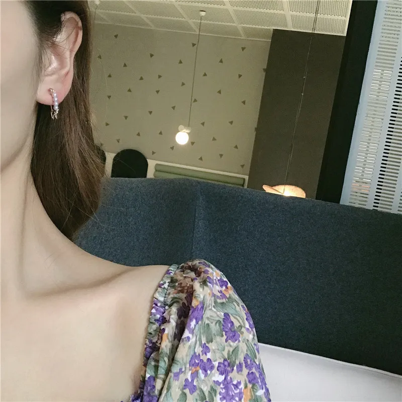 Модные простые металлические серьги-клипсы минималистичный стиль жемчуг милые