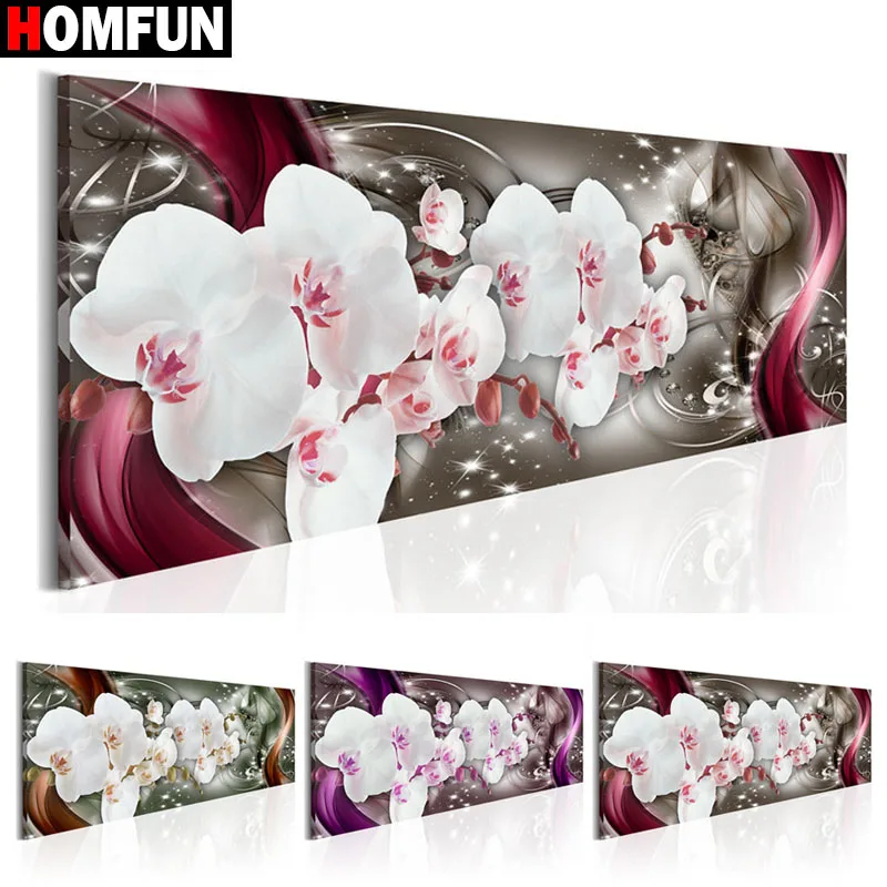 

Алмазная 5D картина «цветок орхидеи» HOMFUN, картина Стразы с полным напылением, вышивка крестиком, декор «сделай сам»