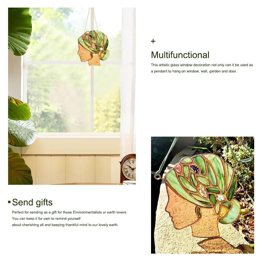 

Gift Balcony Home Decor Outdoor Garden Window Hanging Mothers Day Courtyard Mother Earth Ornament Pendant Stained Bedroom 21cm