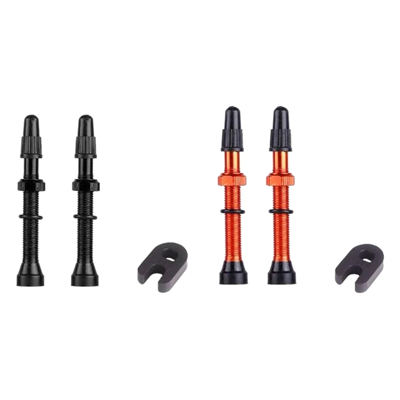 

2 Pair Bicycle 60Mm Presta Valve for Road Bicycle,Black & Orange