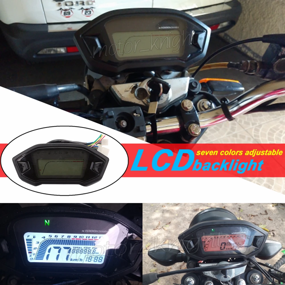 

Universal Motorcycle LCD Digital 13000rpm Speedometer Odometer Backlight Motorcycle for 2,4 Cylinders 1300r/min