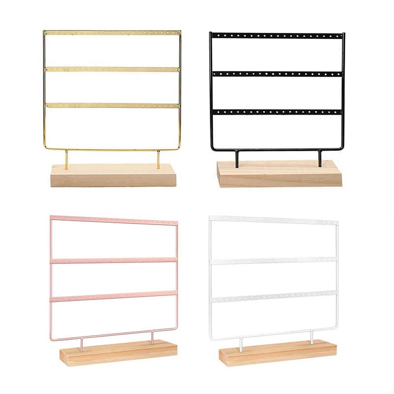 

66-Hole 3-Layer Earring Storage Box with Bracket, Earring Holder, Gift Box, Wooden Jewelry Rack/Earring Tray