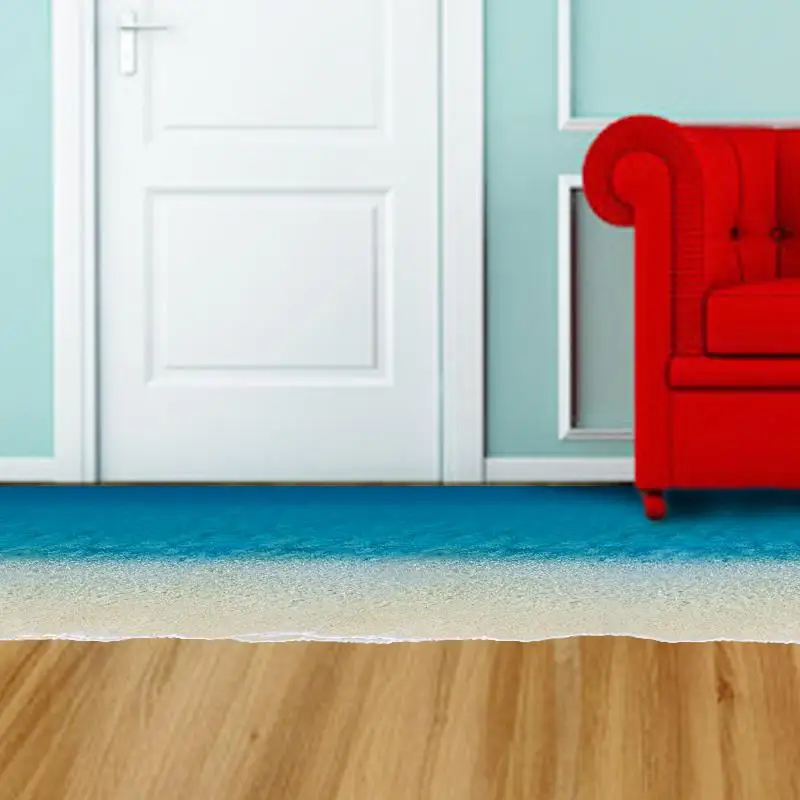 

Наклейка на пол морского пляжа для украшения дома, 3d печать на земле, настенное искусство «сделай сам», пейзаж, креативный постер, ПВХ наклей...