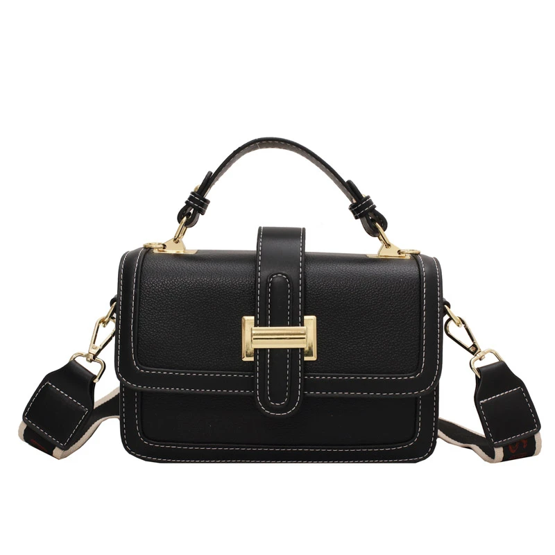 

High Quality Leather Solid Square 5 Color Wide Shoulder Strap Messenger Shoulder Bag Luxury Designer Handbag Bolsa Feminina