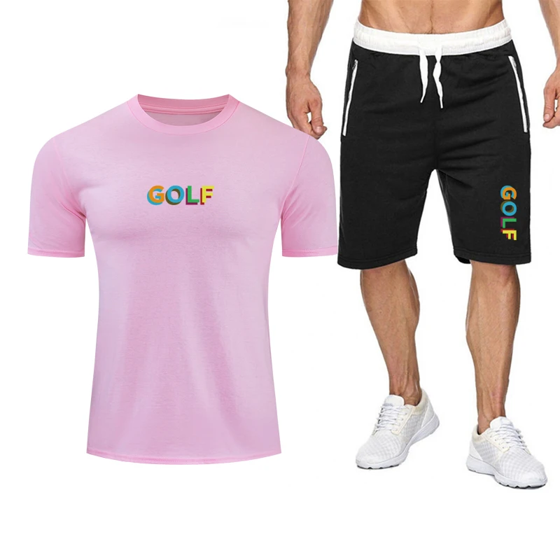 

2021 new men's sports T-shirt + shorts 2 pieces of running fitness sportswear, sportswear free shipping