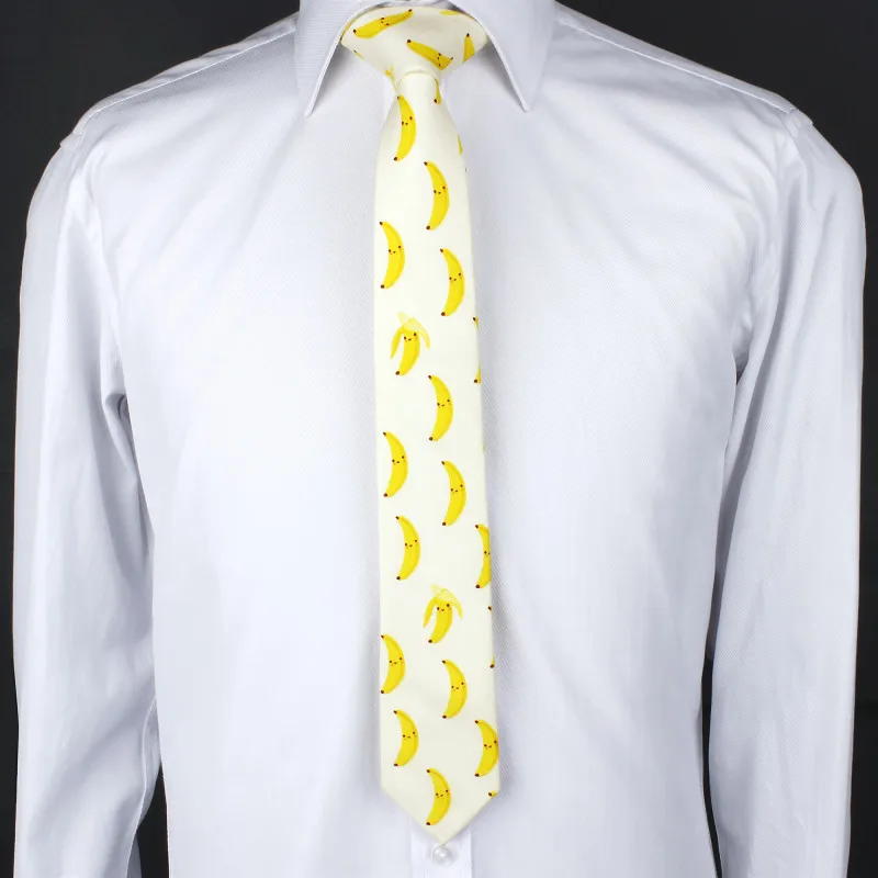 HAWSON Ties for Men Fruit Pattern Banana Cartoon Mens Slim Skinny Tie Casual Dress, Mens Gift, Gift for Boyfriend