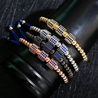 cool gold fashion hand woven bracelet 5 mm copper bead inlaid rice bead beaded bracelet for men and women 2021 new