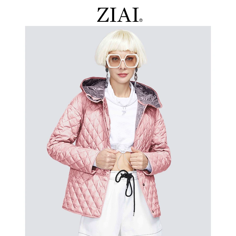 

ZIAI 2021New Women coat parka Short purple Fashion women's spring Autumn jackets hooded female Trendy Brand Thin Cotton ZM-8741