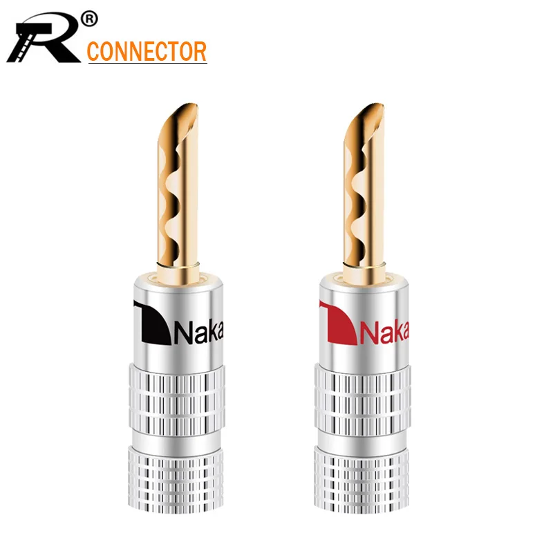 

2 шт./1 пара штепсельные вилки банана Nakamichi 24K позолоченный 4 мм разъем банана с винтовым замком для аудио разъема спикера вилки черный и красн...