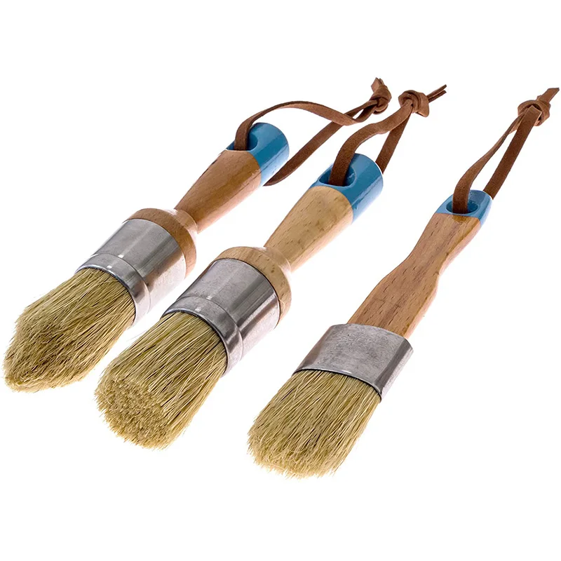 Chalk & Wax Hand Made Pure Bristle Brush Set - Ergonomic Handles Handmade(3 Piece) | Инструменты