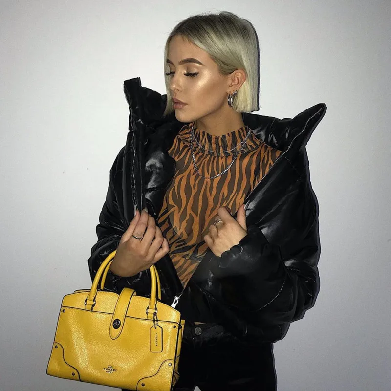 YICIYA 2021 Fashion Women Autumn Winter Cropped Jacket For Women Stand Collar Streetwear Solid Coats Outerwear Female Coat