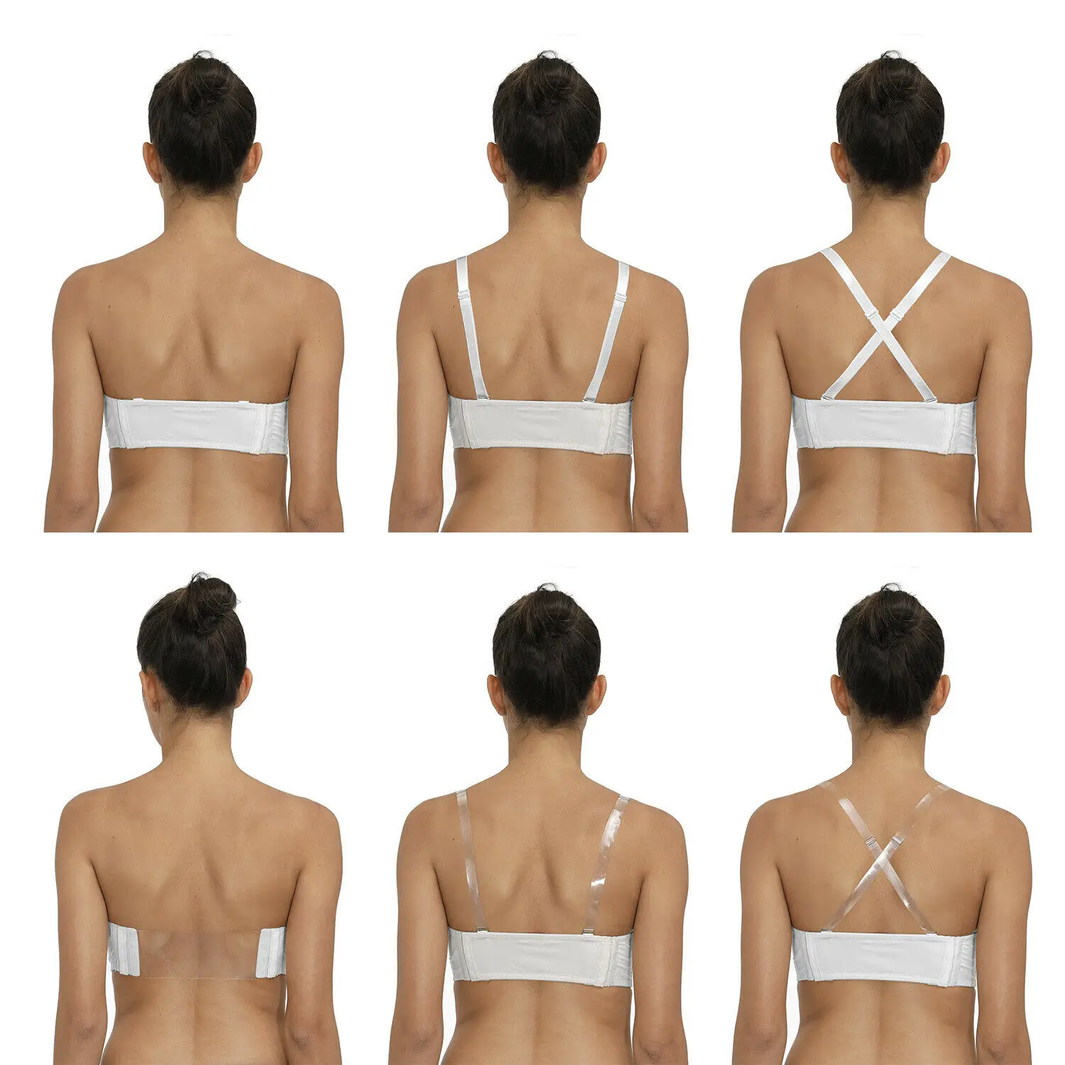 Новые белые Bra Кабриолет Для женщин без бретелек сексуальное с низким вырезом на