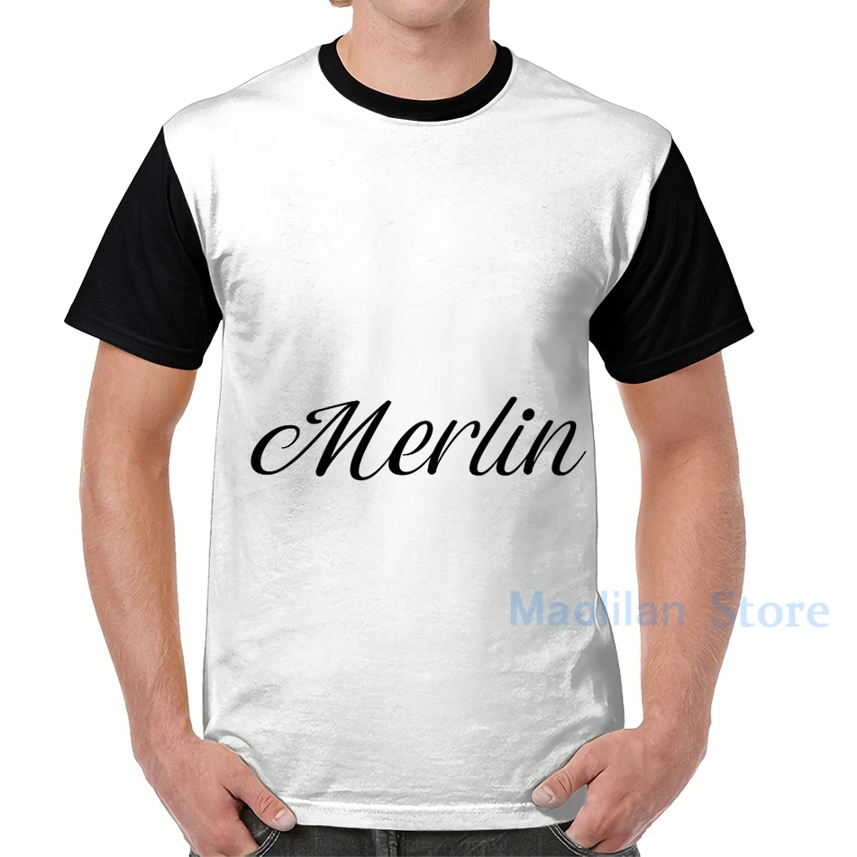 Футболка с графическим принтом название Мерлин мужские топы футболка для женщин