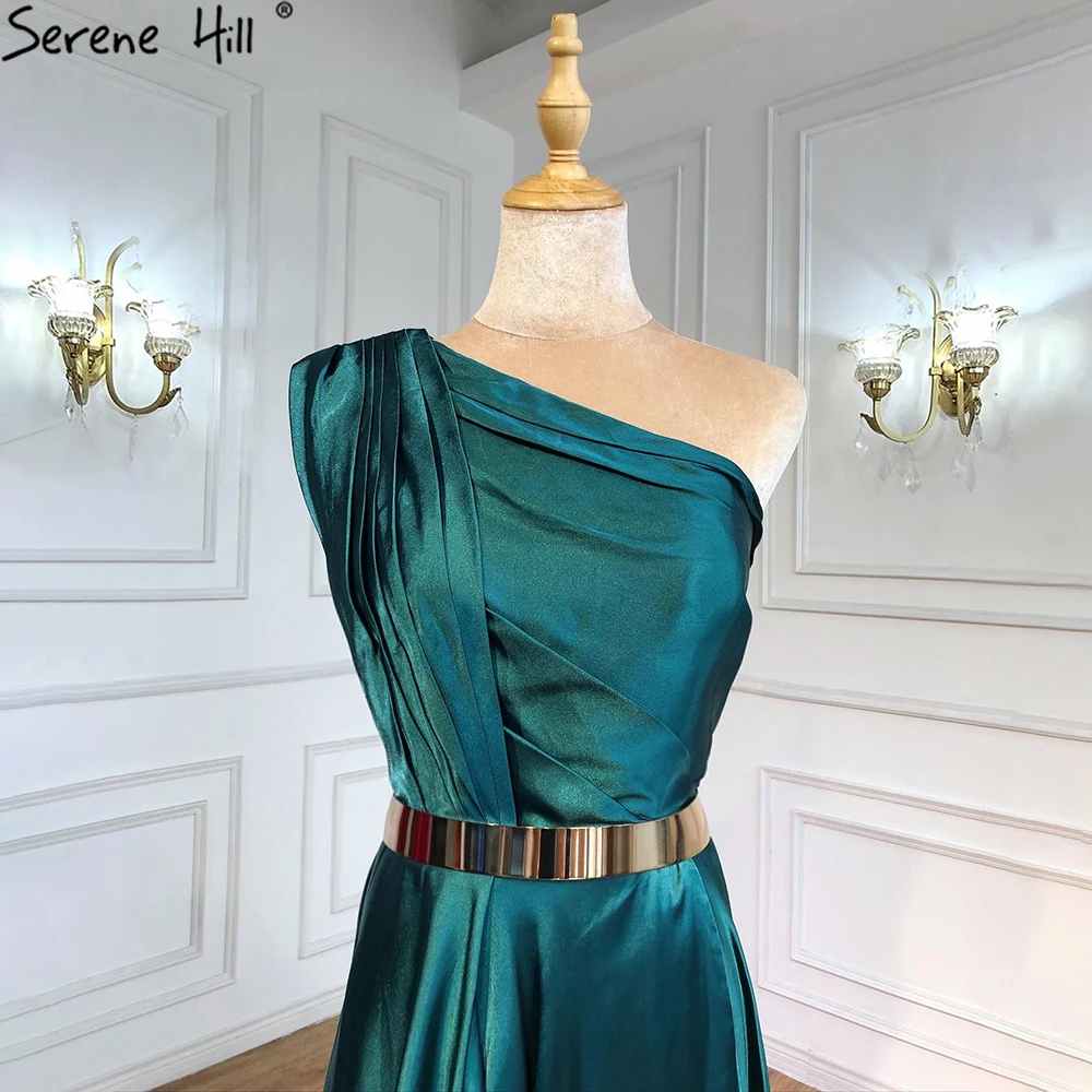 Мягкие атласные Зеленые Вечерние платья с одним плечом А-силуэта 2021 простое