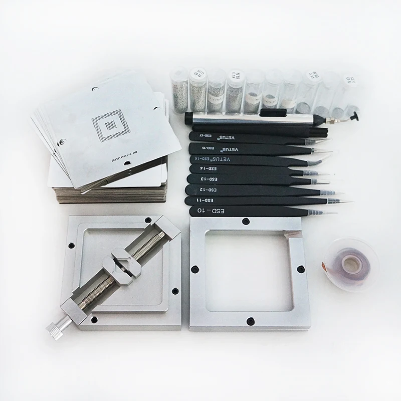 

BGA Reballing Stencils + Solder Paste Balls Station BGA Reballing kit For SMT Rework Repair