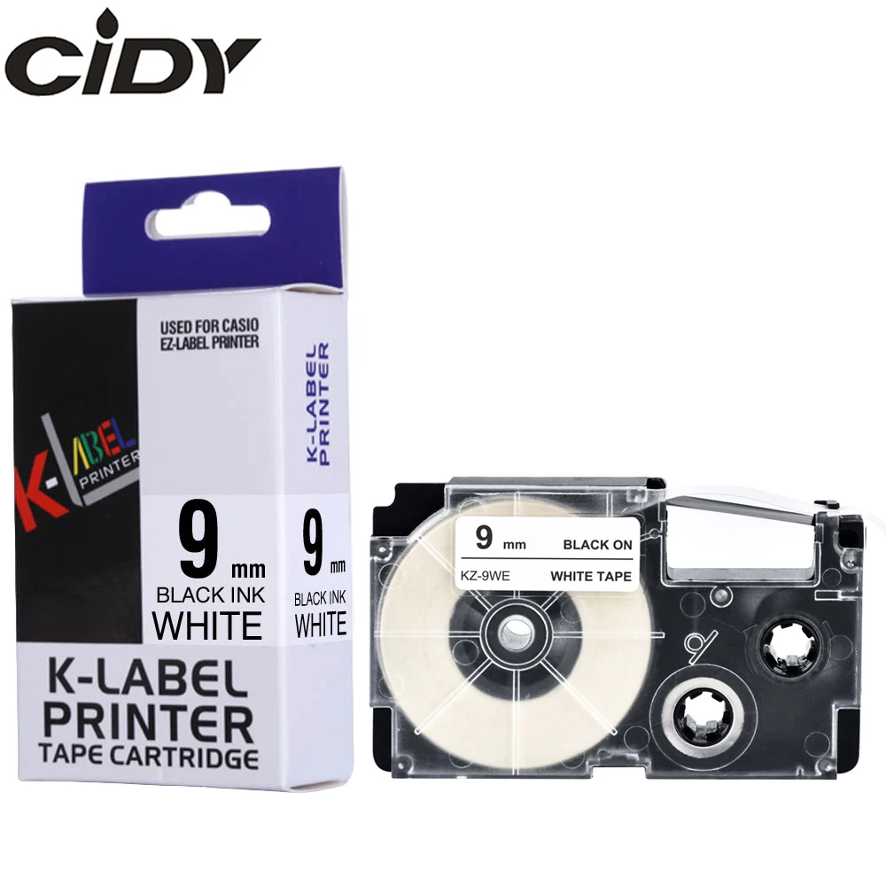 CIDY 1 шт. Совместимость с Casio black on white 9 мм лента для маркировки XR9WE XR 9WE for EZ принтера