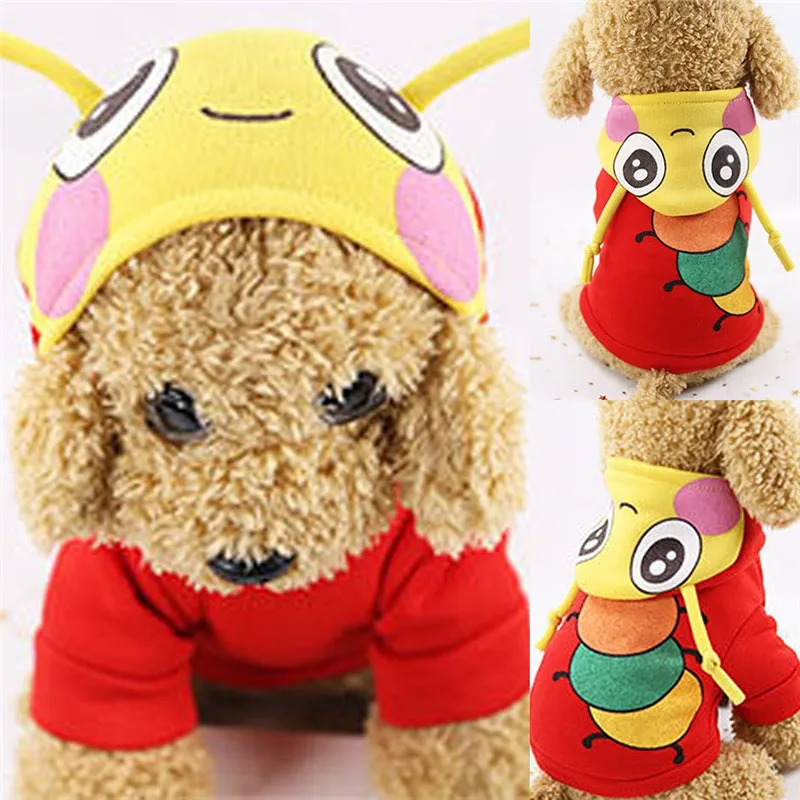 Для домашних любимцев собак Зимний принт насекомых с капюшоном одежда для