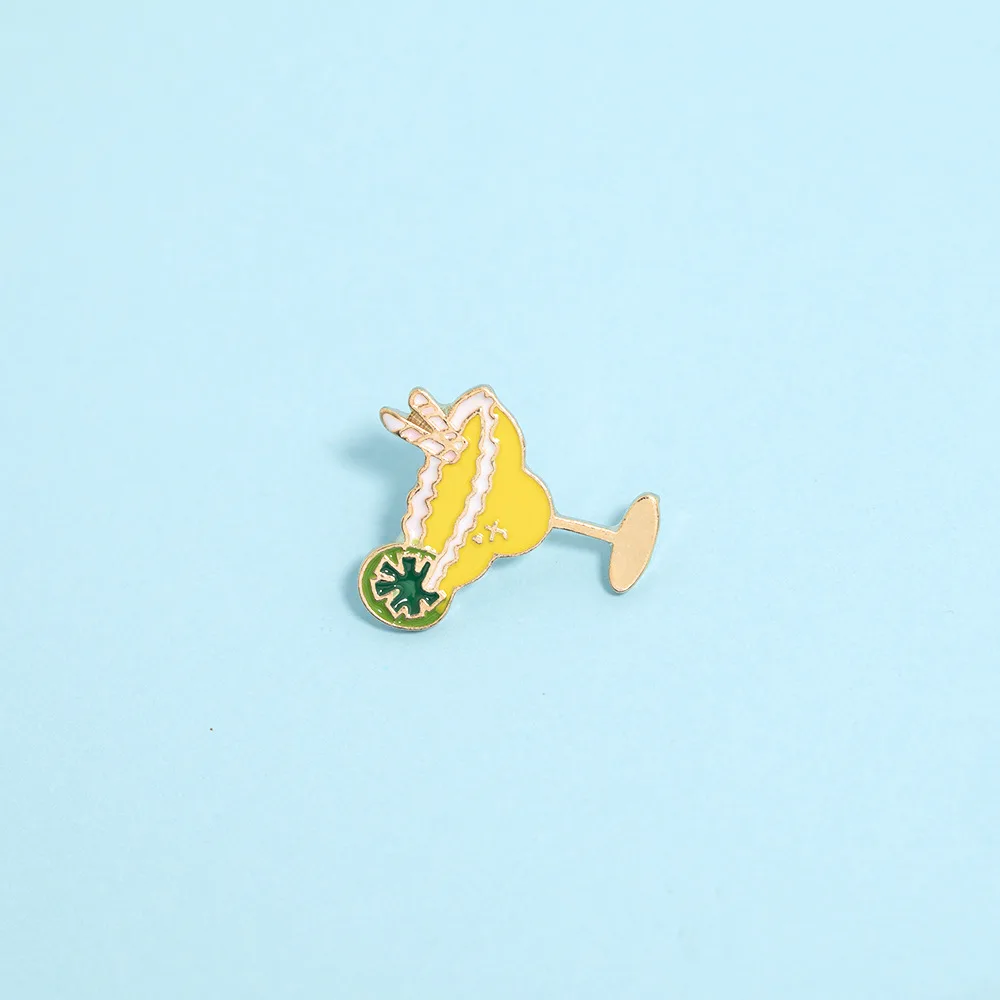 

Summer Beach Vacation ! Lemon Cup Ice Cream Cartoon Enamel Brooch Pins Shirt Collar Accessories Jewelry Gift For Friends
