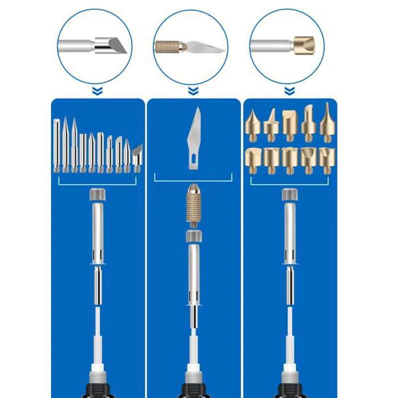 

EU Plug,60W Internal Heat Thermostat Electric Soldering Iron Set 73-Piece Engraving Pyrography Soldering Pen Set