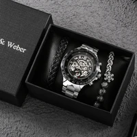 keller weber mens watch gift set bracelet stainless steel man mechanical watch chic hand chains christmas gifts for husband