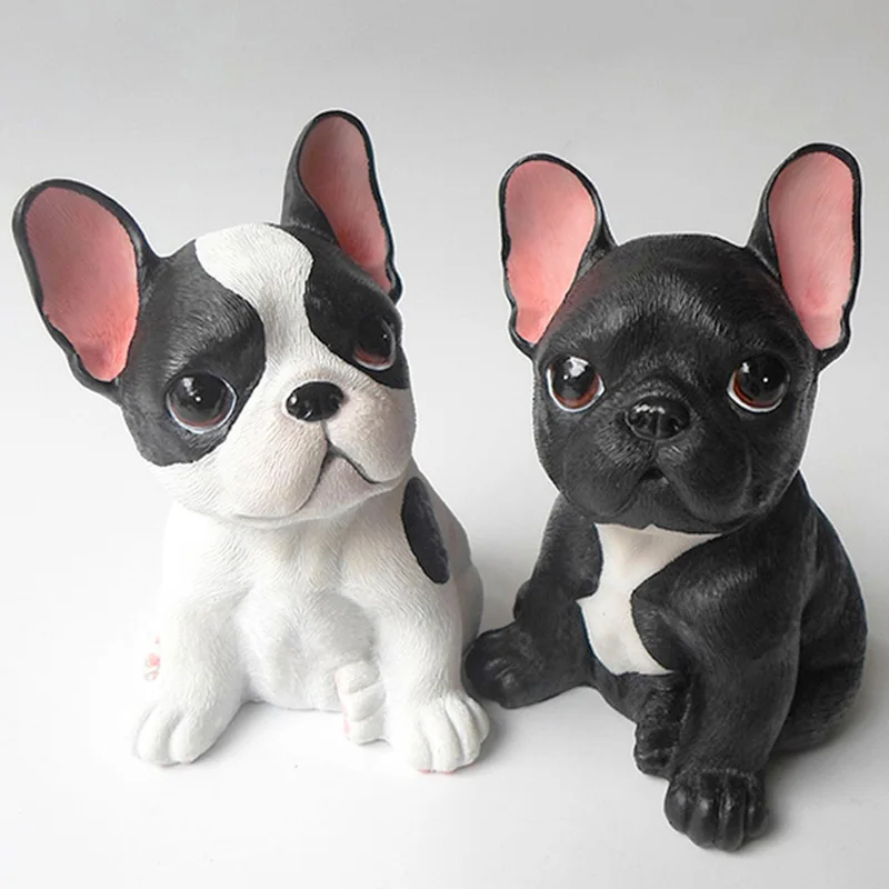 

French Bulldog Figurine for Home Decoration Car Interior Ornament Resin Animal Sculpture Desktop Decoration Crafts Birthday Gift