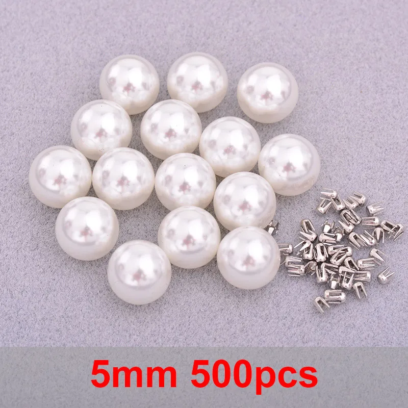 5mm 500pc White JUNAO, 4, 5, 6, 8, 10 мм, белый жемчуг, бусины, установка жемчуга, стразы, Ручной пресс, инструменты, заклепки, машина для рукоделия, швейные принадлежности - Цвет: 5mm 500pc White
