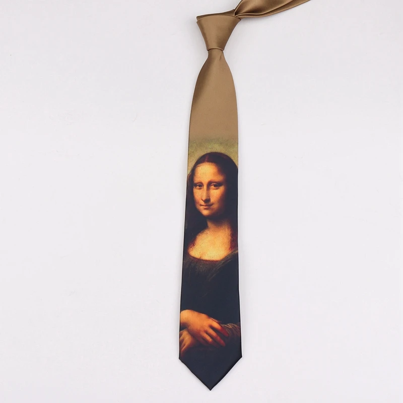 Бесплатная доставка новый мужской женский оригинальный дизайн галстук MonaLisa с