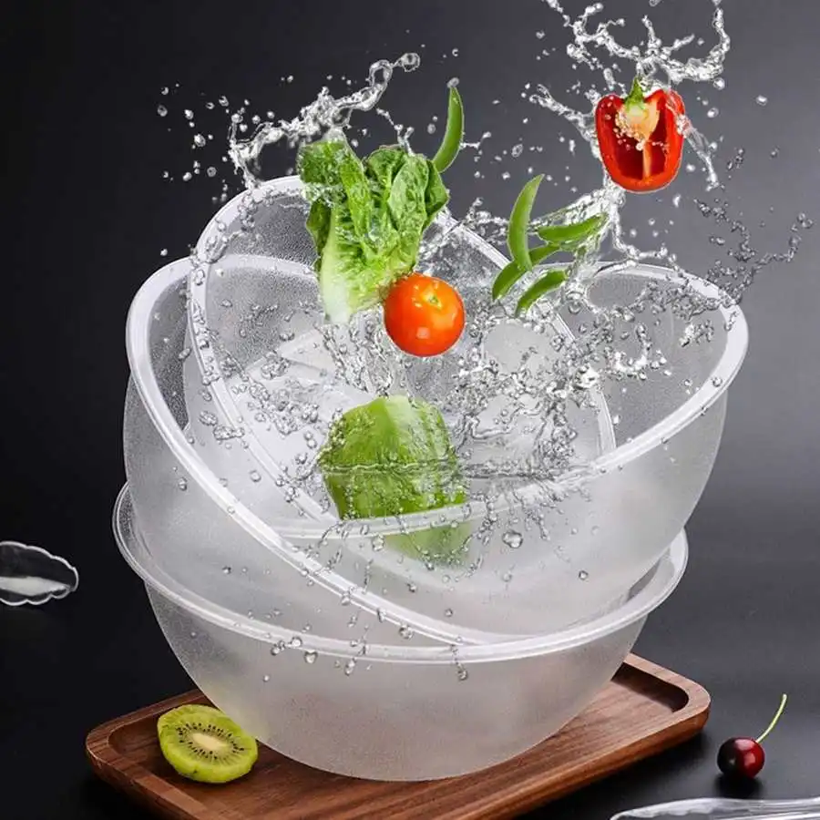 Large Round Clear Acrylic Serving Bowls Salad Fruit Buffet Containers Dishes Tableware Plate Bowl | Дом и сад