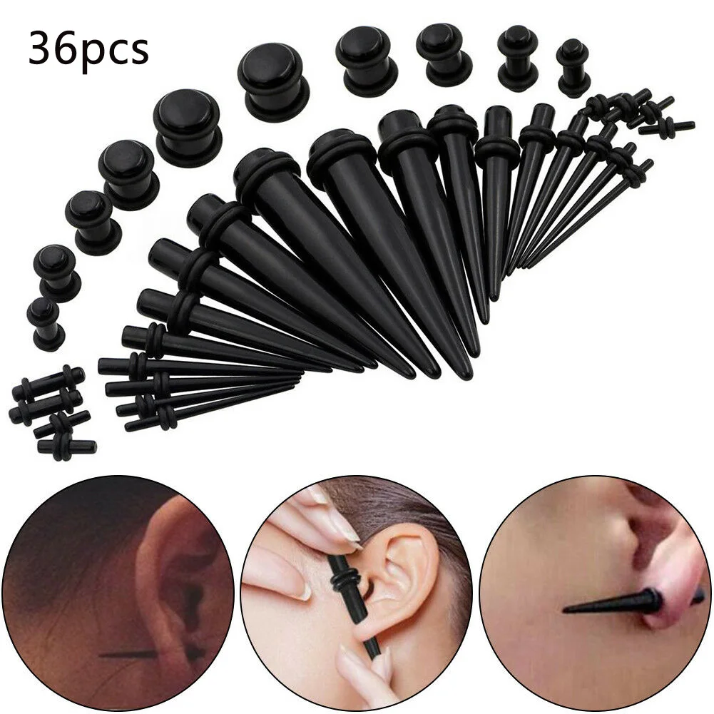 36 шт. прибор для пирсинга уха растягивающийся набор унисекс инструмент гладкие