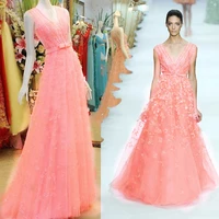 flowers beading prom dresses 2019 vestidos de gala v neck prom dress pink tulle bow party gown sexy cheap evening dress