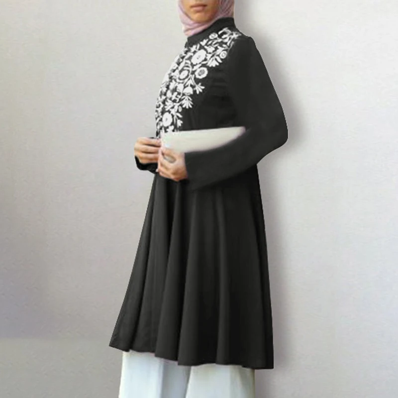 Рубашка ZANZEA женская с цветочной вышивкой плиссированная Длинная блузка длинным