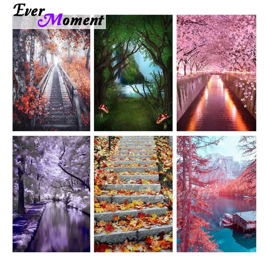 Алмазная живопись с изображением листьев стразы пейзажа деревом алмазная