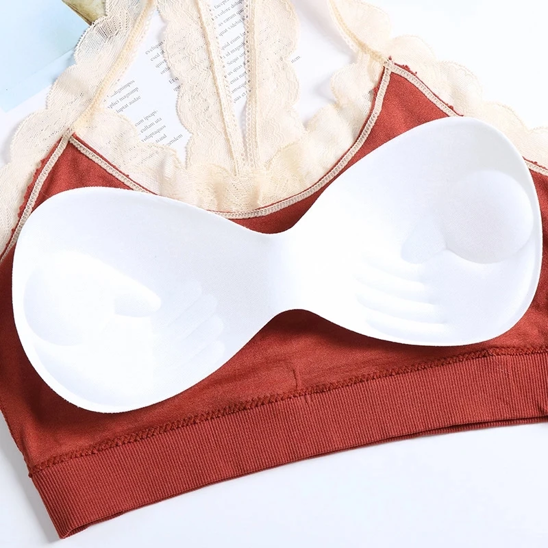 

ATHVOTAR Women Seamless Stripes Lace Tube Top Bralette Bra Lady Girl Soft Padded Wirewless Lingerie Crop Brassiere New