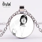 Ожерелье со звездами Сиан музыкант Эминем, популярный стиль хип-хоп, рэпер певец, стеклянная фотография, Хрустальная подвеска, ожерелье для друзей, фанатов, подарок