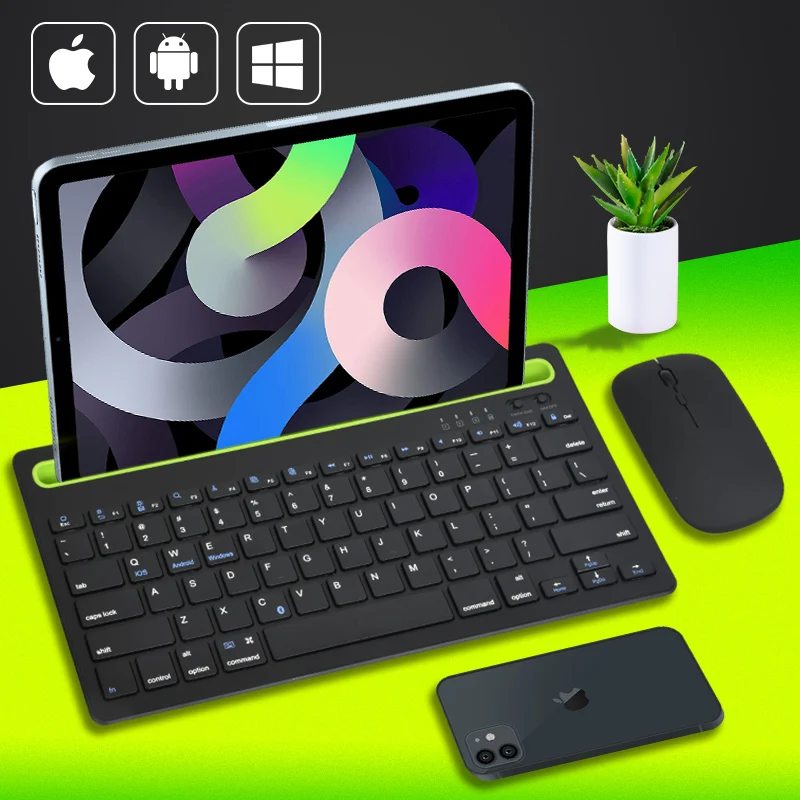 Клавиатура и мышь для Iphone iPad беспроводная Bluetooth-клавиатура Teclado Xiaomi Samsung Huawei