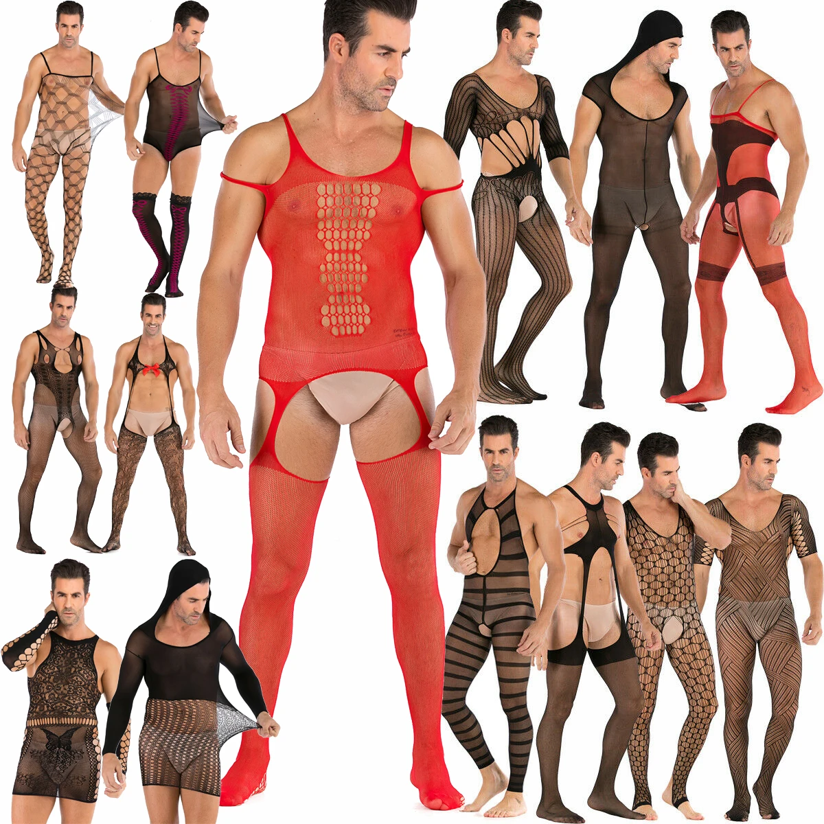

Mens Sexy Underwear See Through Mesh Net Full Body Stockings Bodysuits Gay Erotic Lingerie Sissy Pantyhose Adult Exotic Apparel